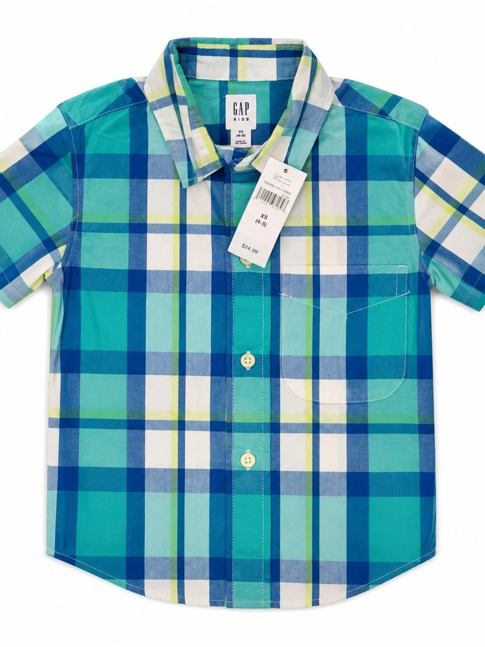 NWT GAP Kids Plaid Button Up Shirt XS 4-5